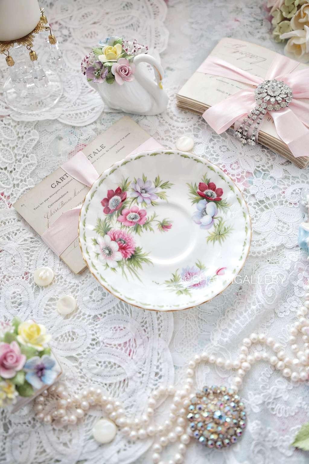 Чайное блюдце «Цветок месяца» Март/Анемон, фарфор Royal Albert Англия 1970г.