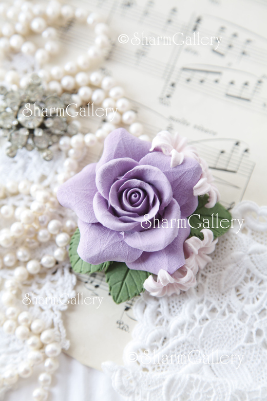 Брошь "Роза и гиацинт", ручная работа.