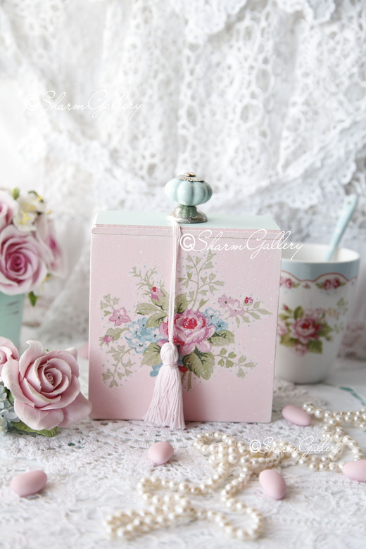 "Pink Rose". Шкатулка, коробка деревянная.