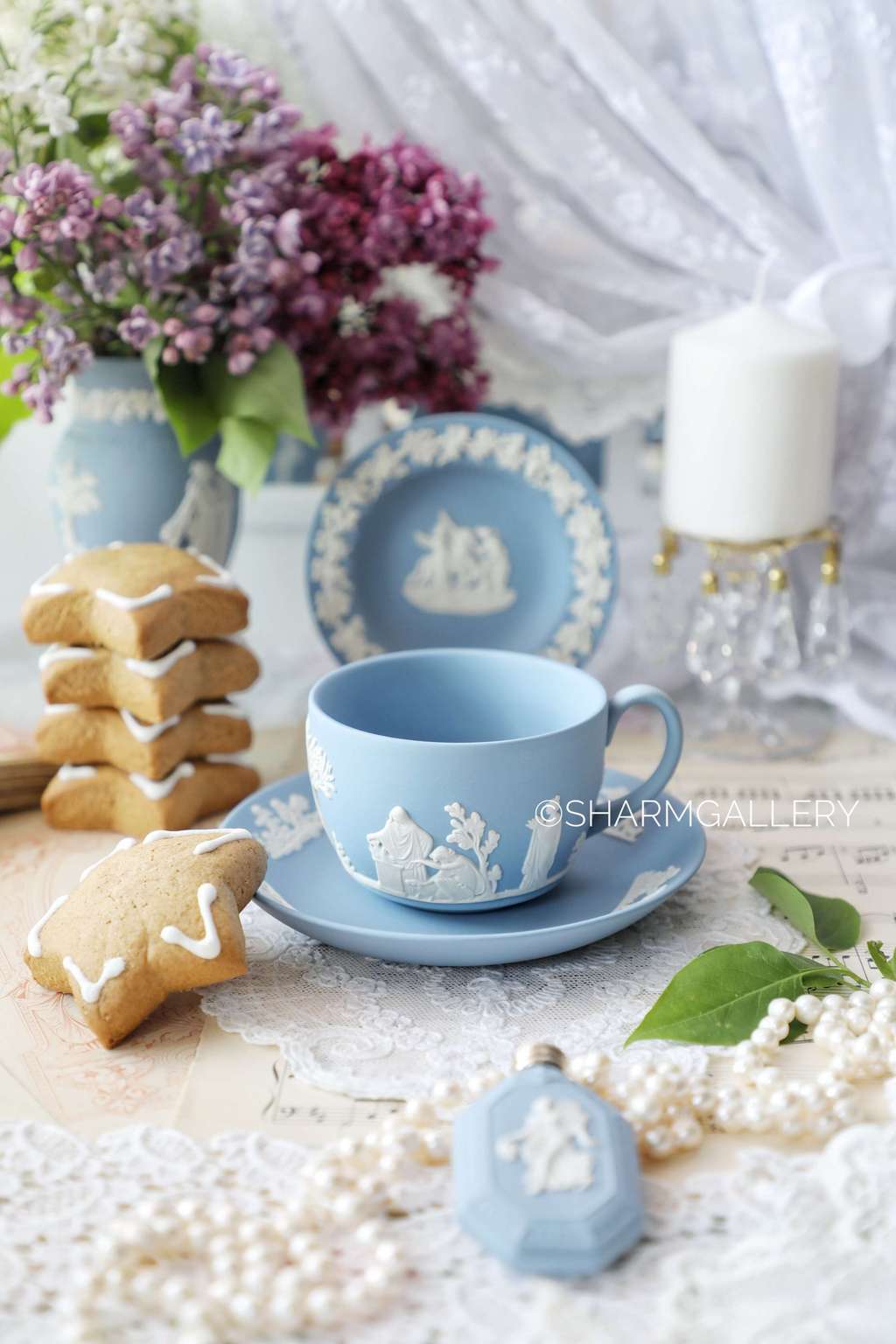 Чайная пара, бисквитный фарфор Англия, Wedgwood. Чашка, блюдце.