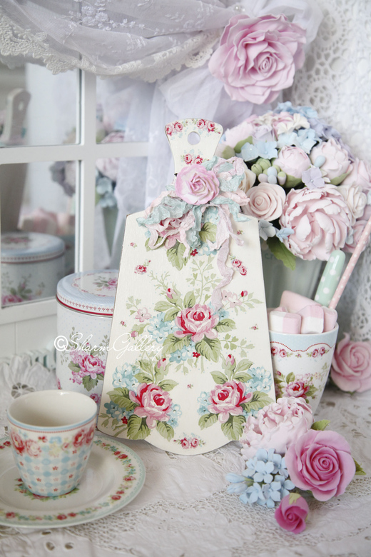 Деревянная, разделочная доска "Rose GreenGate". Ручная, авторская работа.