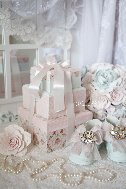 Набор шкатулок "Sweet Pastell". Шкатулка, деревянная в шебби стиле.