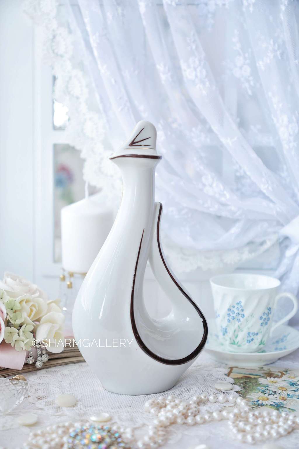 Штоф/графин «Птица» фарфор. СССР, Сысерть. Ручная роспись.