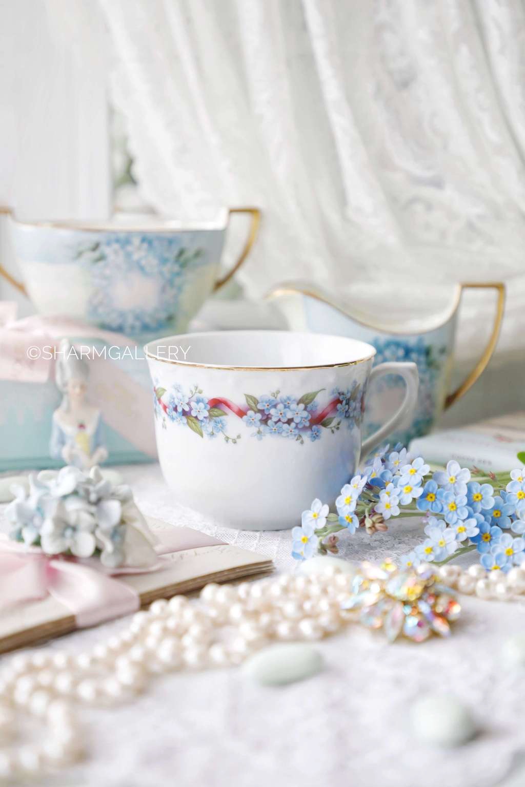 Чайная кружка «Незабудки» 300 мл. Фарфор Cesky porcelan Dubi Чехия.