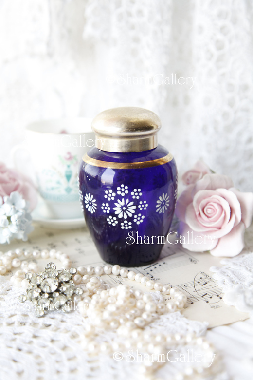 Винтажная Чайница №7. Кобальтовое стекло. Банка для чая.