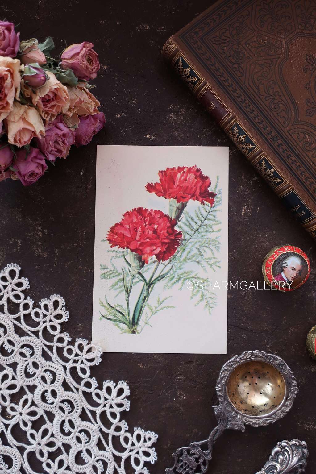 Винтажная открытка Гвоздика №19. Серия Цветы, Будапешт, Чистая.