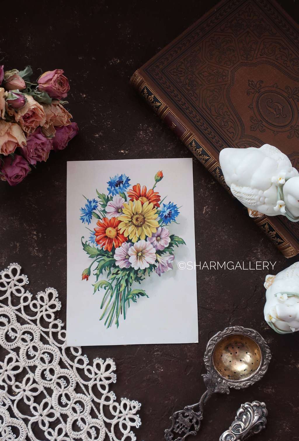 Винтажная открытка Полевые цветы №21. Европа, чистая.