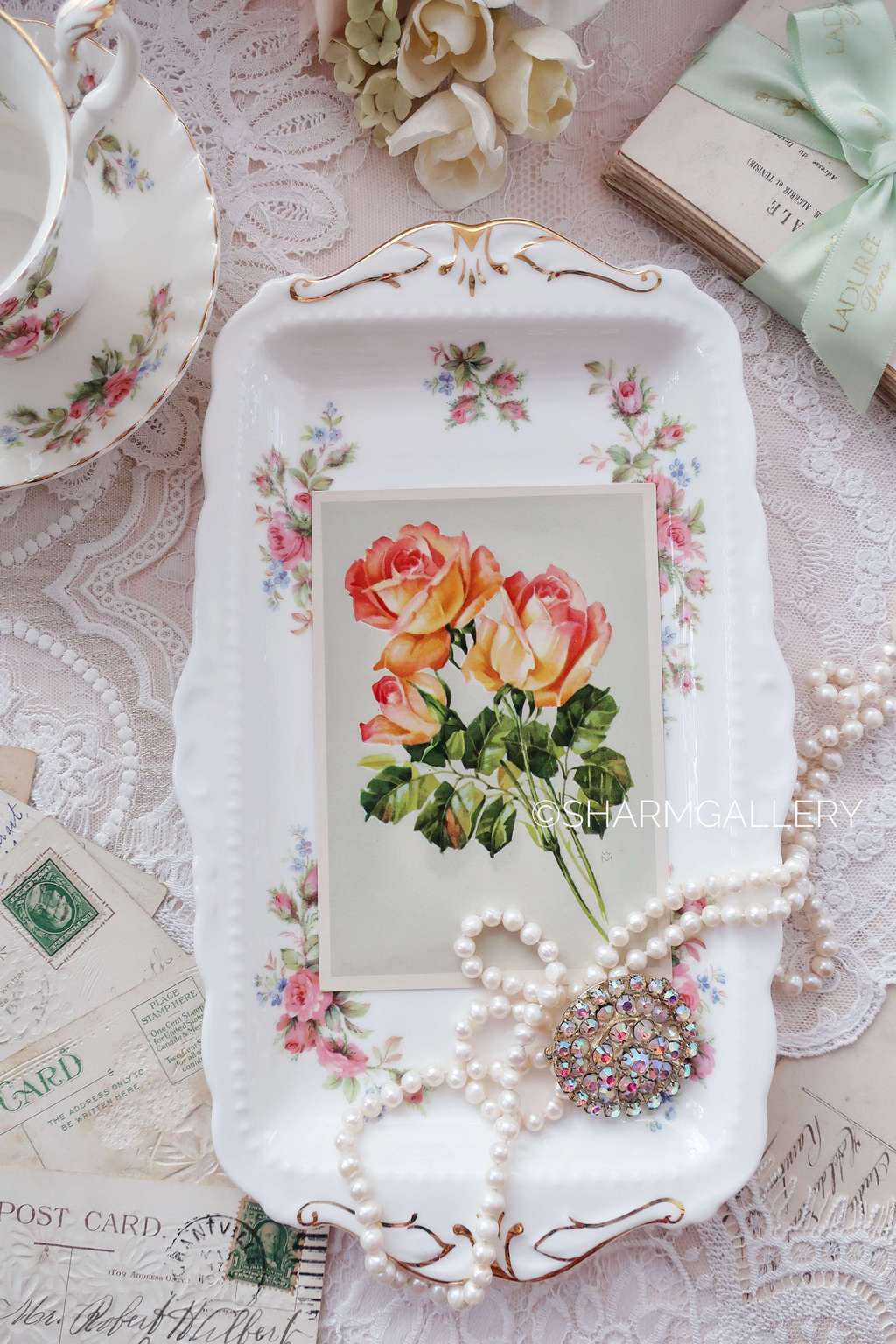 Винтажная открытка Розы №22. Европа, чистая.