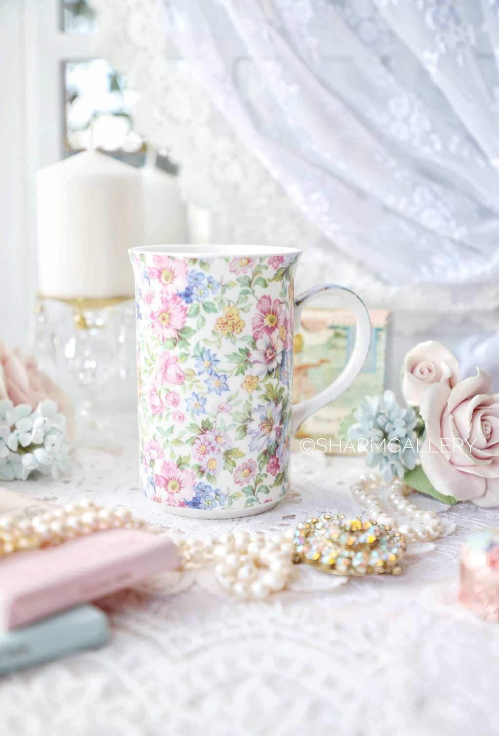 Винтажная кружка "Ситец". Костяной фарфор Duchess, Англия.