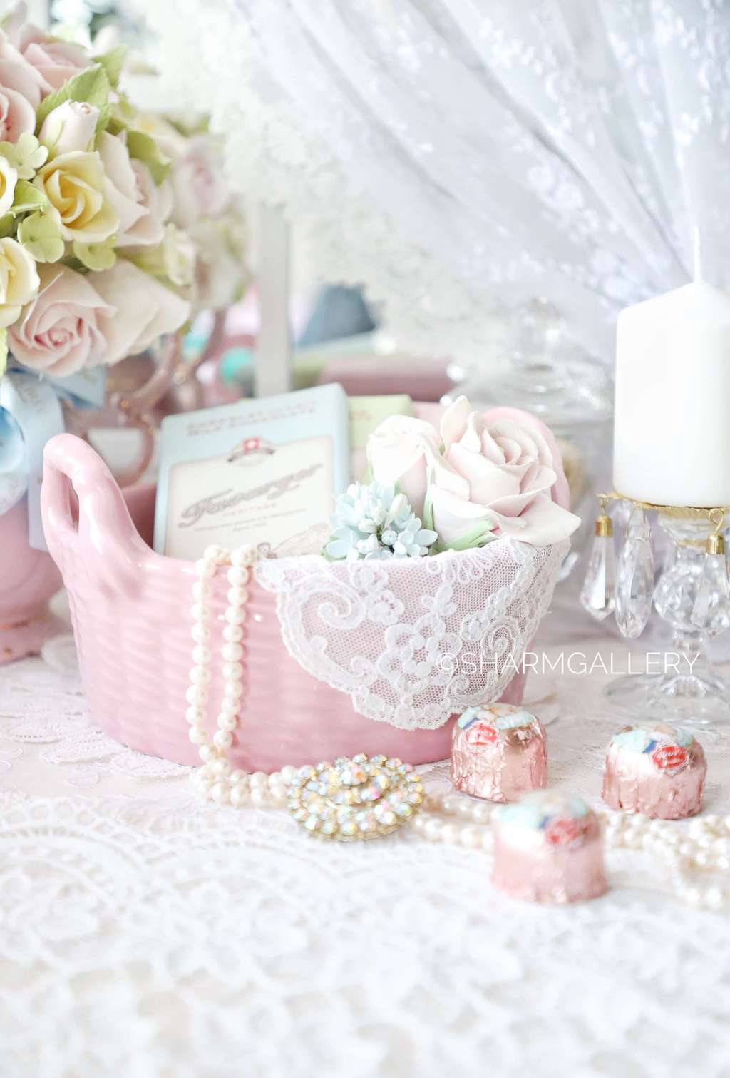 Сервировочное блюдо «Розовая корзинка», керамика Польша.