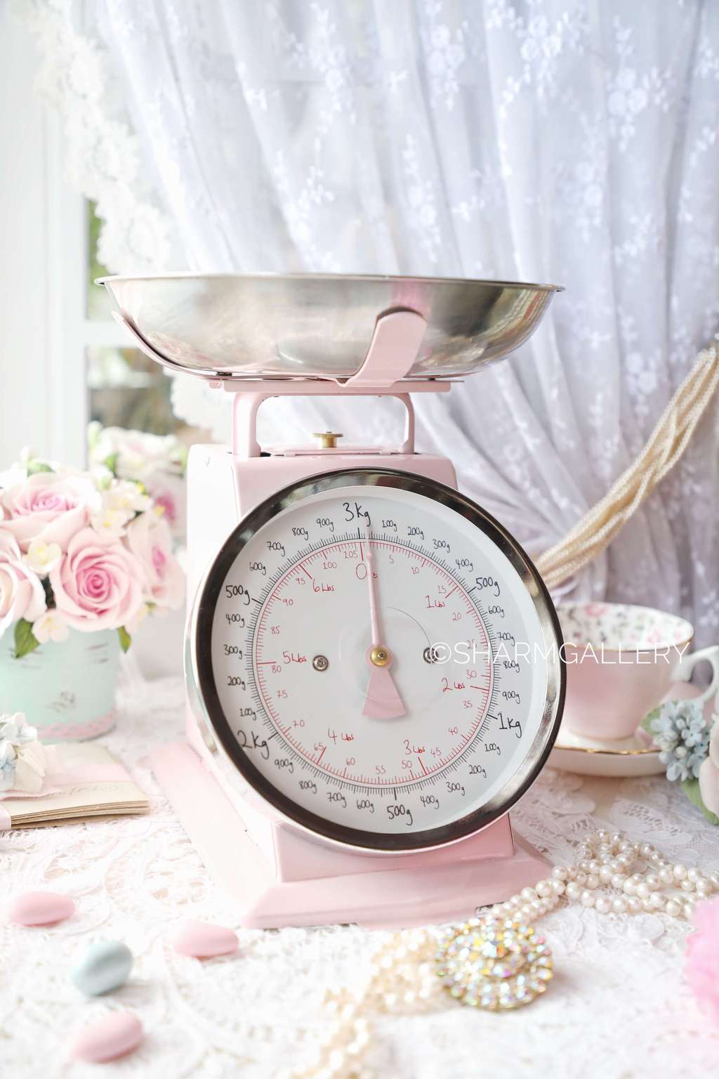 Весы механические кухонные розовые, Дания.