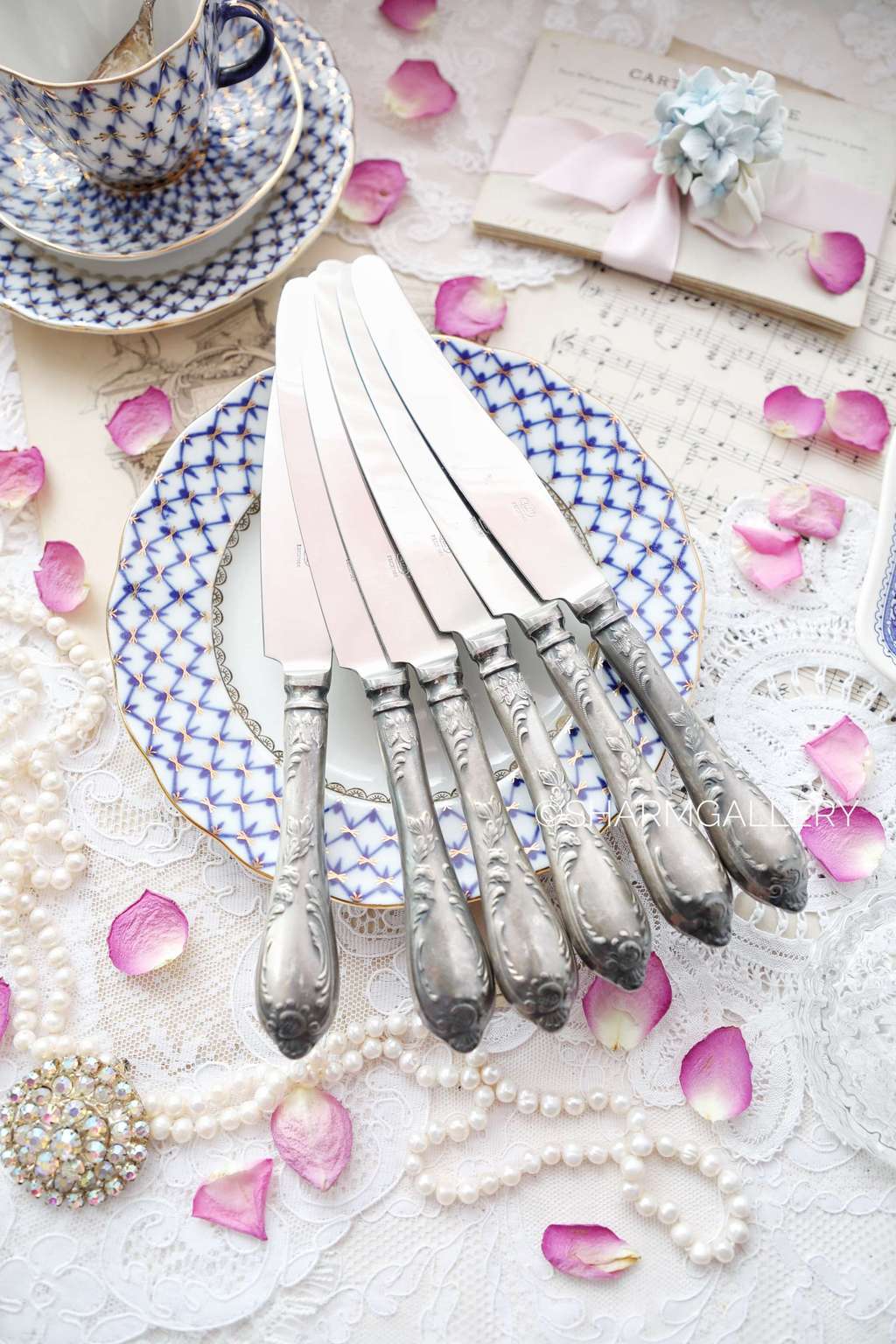 Столовые ножи 24см., мельхиор, ЗИШ. Набор №46. CCCP.