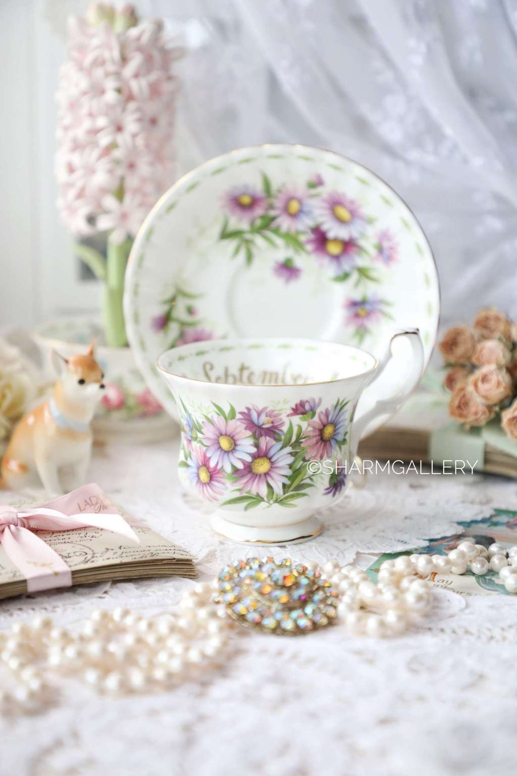 Чайная пара «Цветок месяца» Сентябрь/Астра, фарфор Royal Albert Англия 1970г.