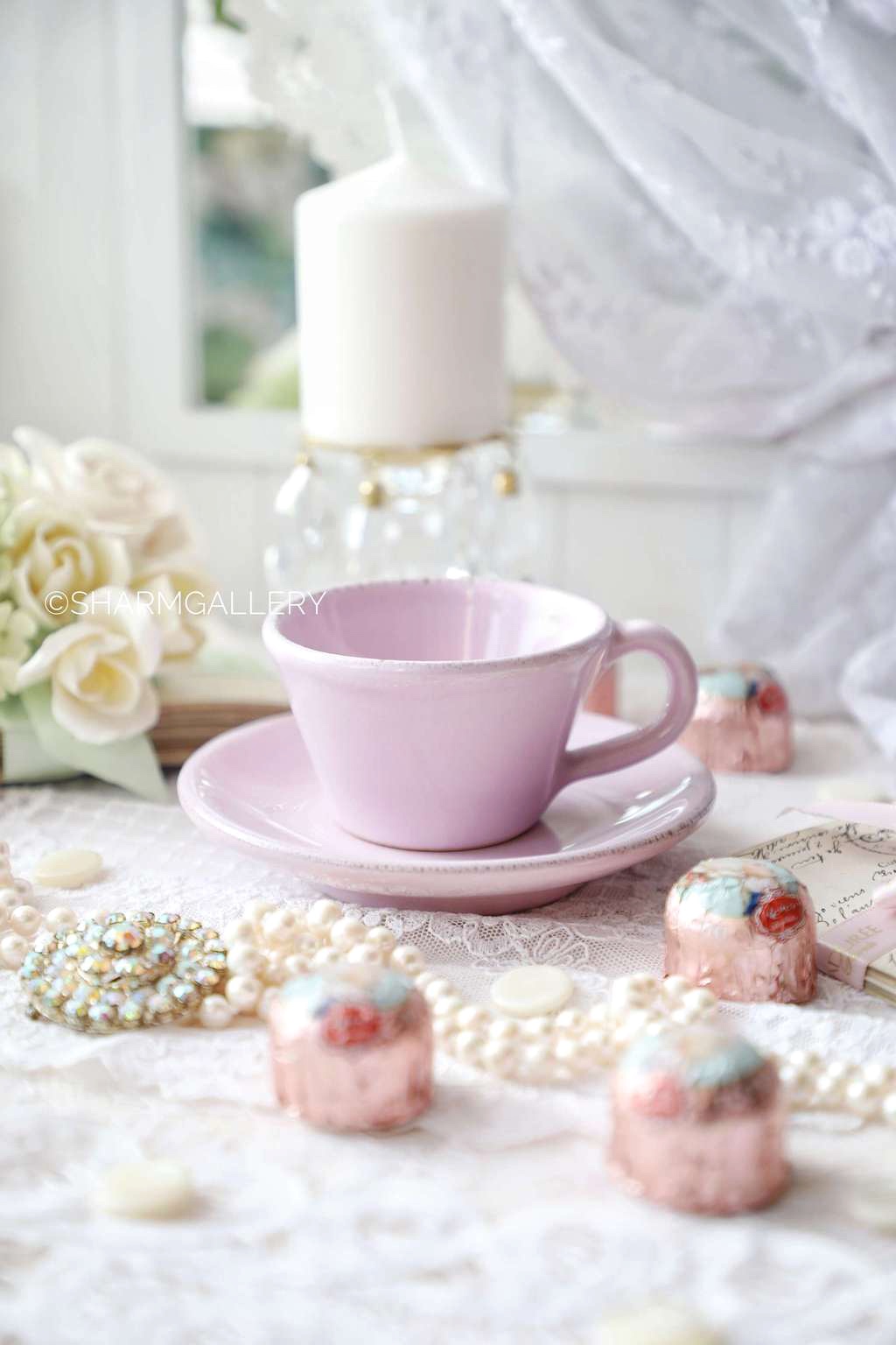 Кофейная пара сиреневая. Тосканская керамика Италия.