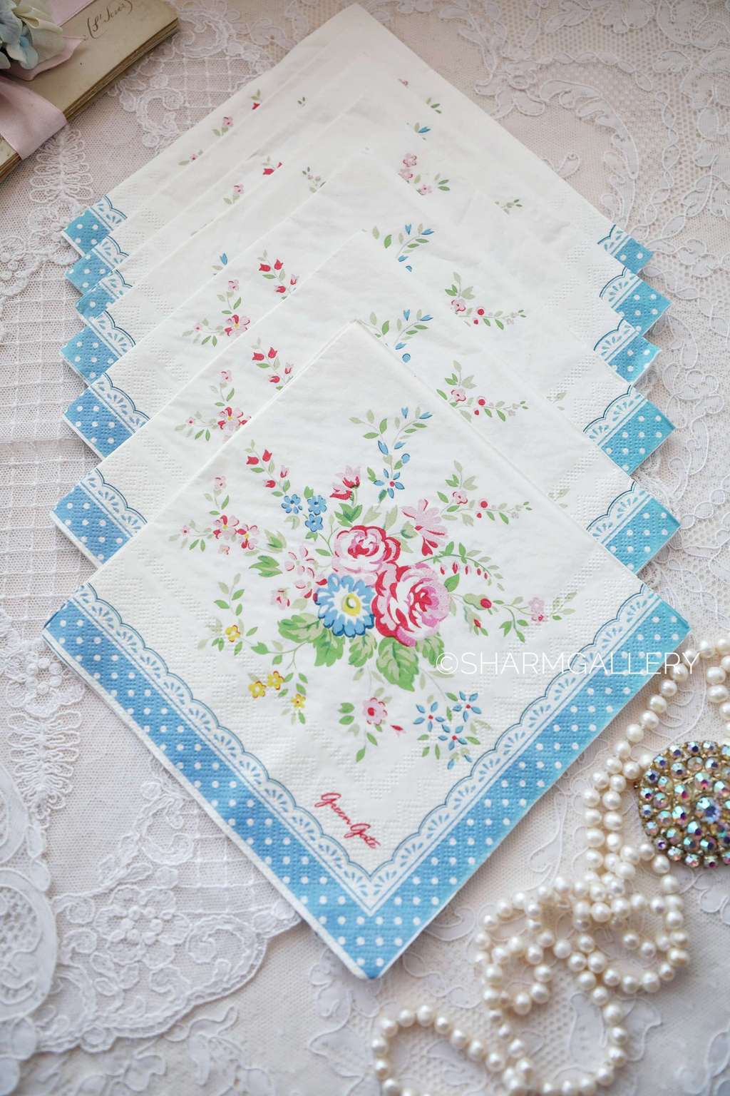 Салфетка бумажная Agnes White 33x33 Поштучно! Дания GreenGate.