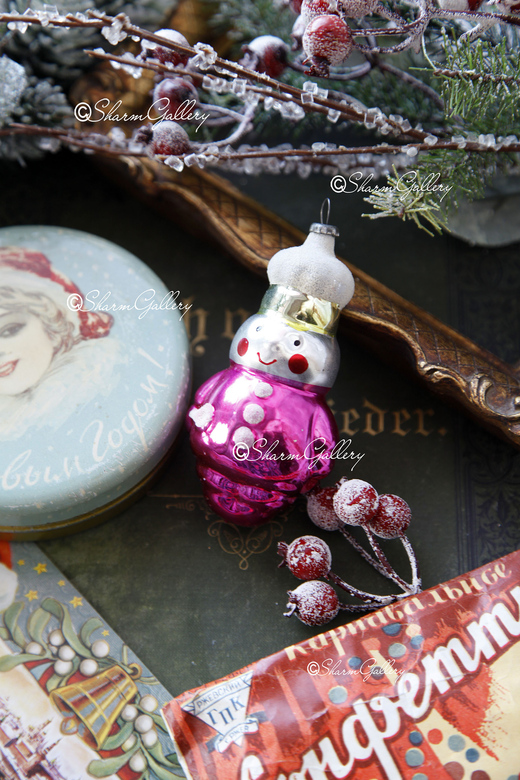 Снеговик - повар. Елочная игрушка СССР.