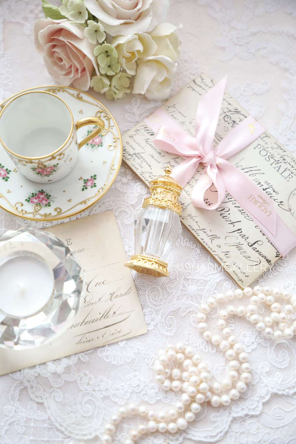 Флакон для духов хрусталь, позолота 8см. Винтаж, ОАЭ.