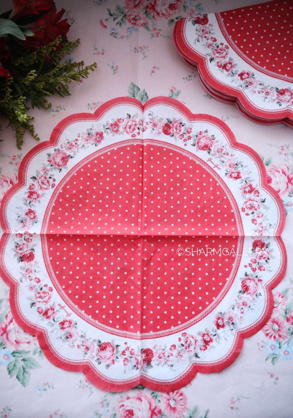 Салфетка бумажная круглая Coco White 33см. Поштучно! Дания GreenGate.