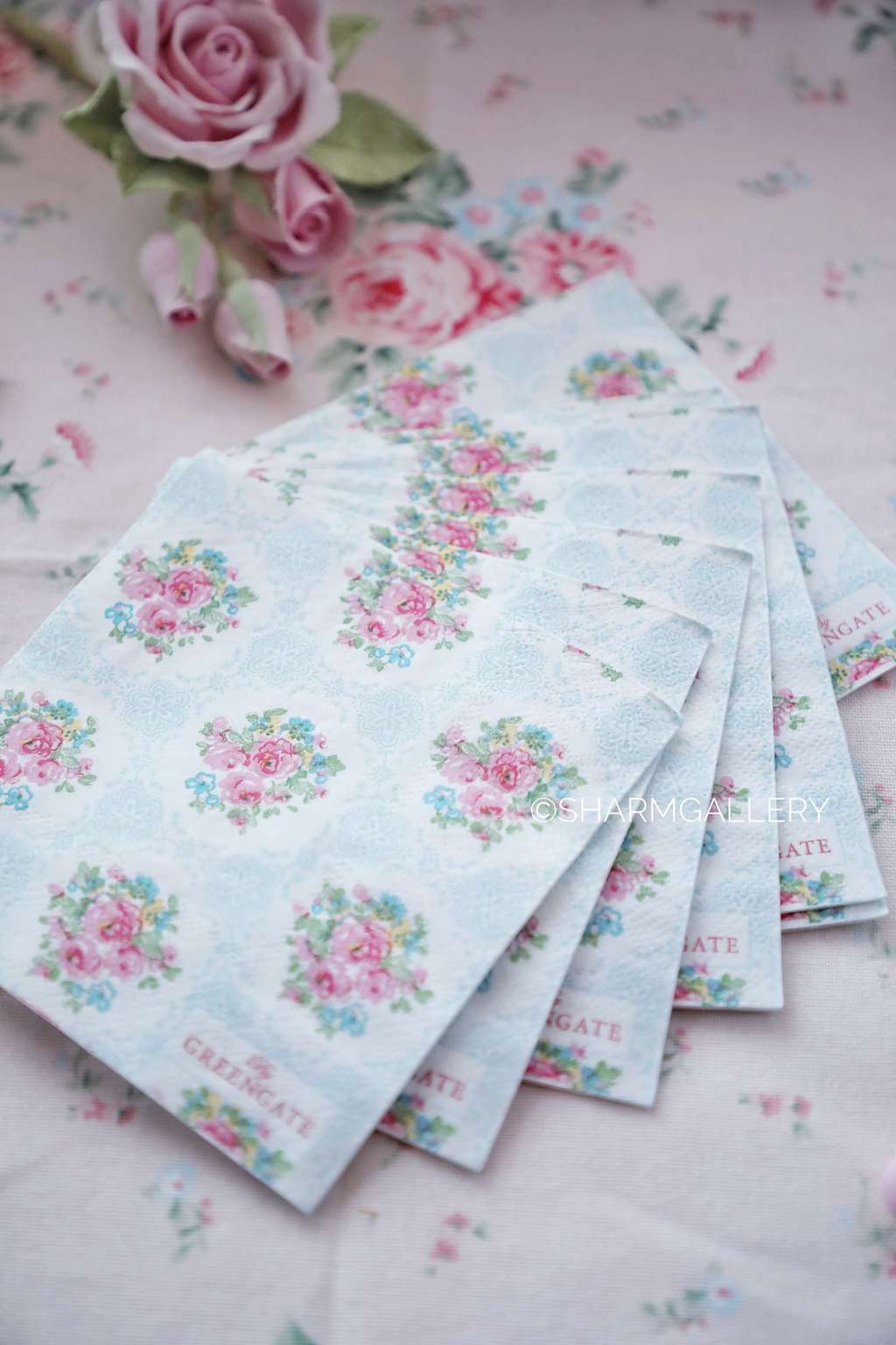 Салфетка бумажная Oliva pale blue 25х25см. Поштучно! Дания GreenGate.