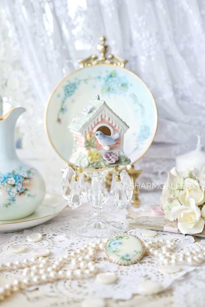 Подвесная фигурка - елочное украшение "Птичий домик",фарфор Pavone.