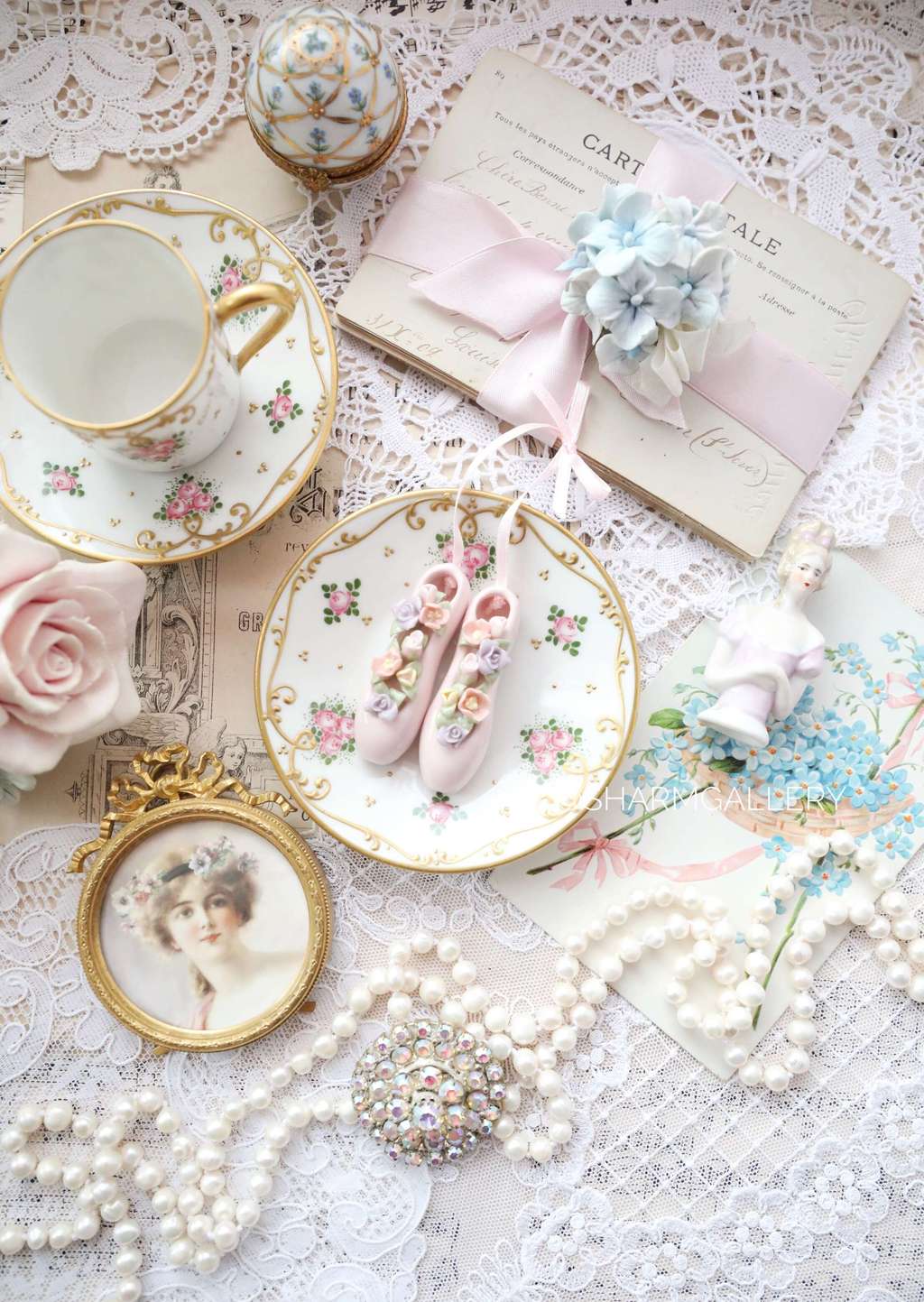 Пуанты с цветами, декоративный подвес, елочное украшение, фарфор  Англия 1990г.