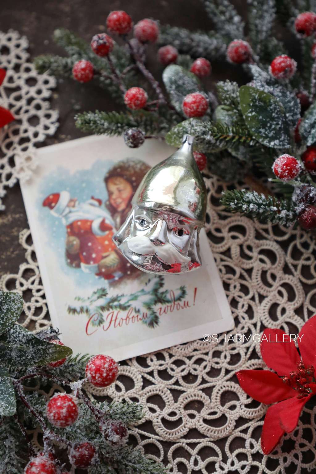 Голова богатыря. (Черномор) Елочная игрушка, стекло, СССР. №7.