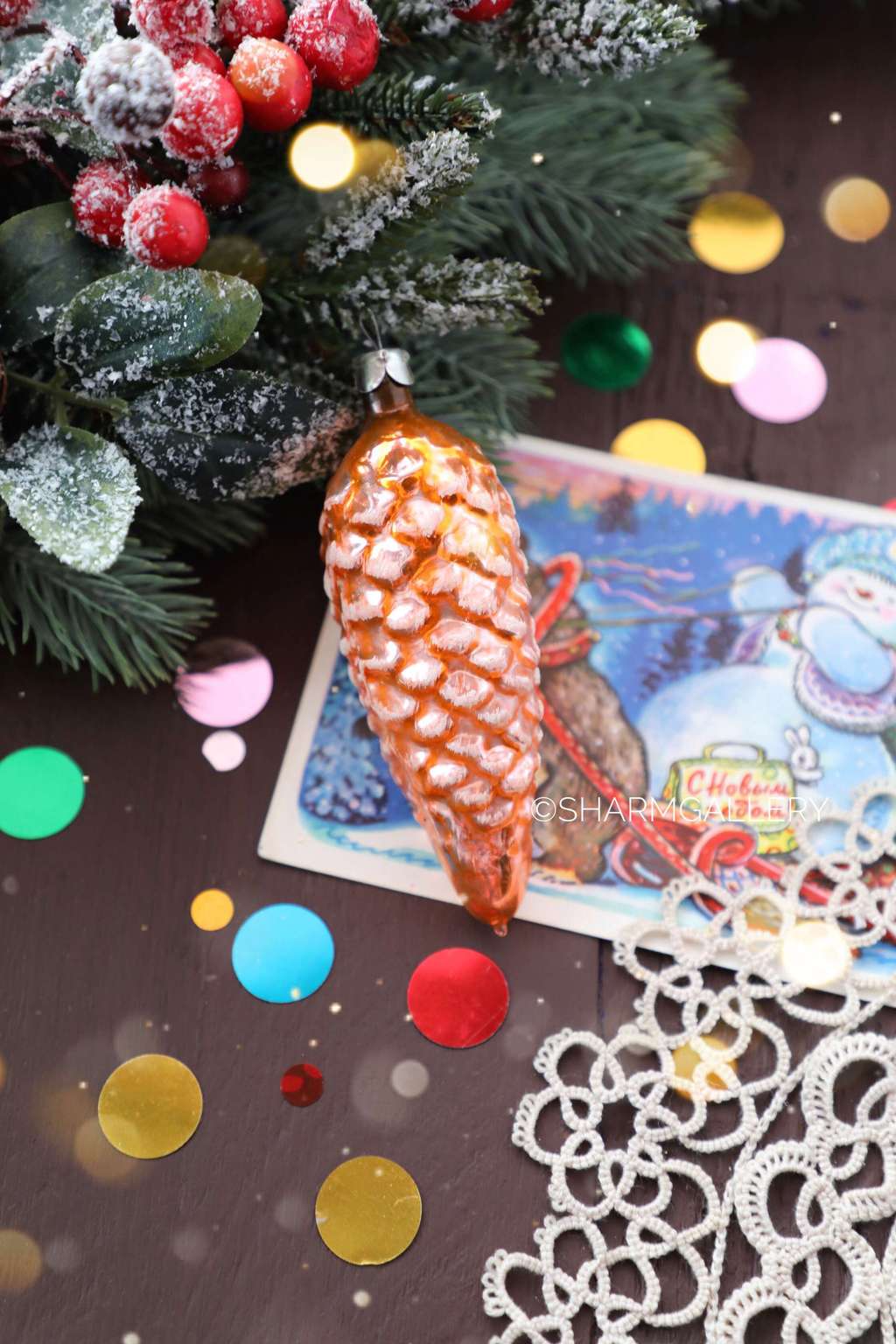 Шишка №22 елочная игрушка, стекло СССР.