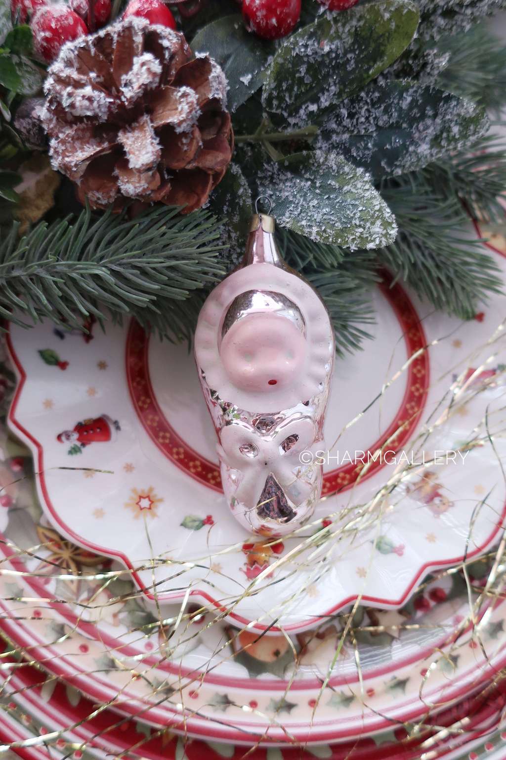 Младенец/Пеленашка №26 (розовый) елочная игрушка, стекло СССР.