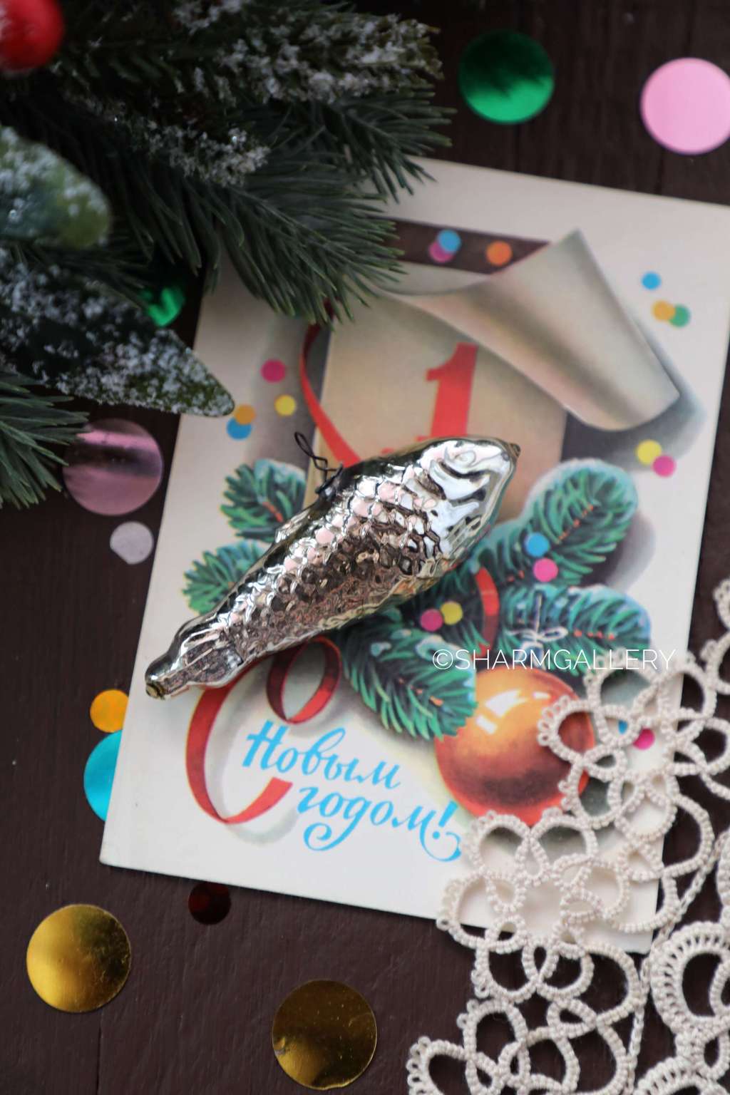 Рыба рыбка - селедка №2 елочная игрушка, стекло СССР.