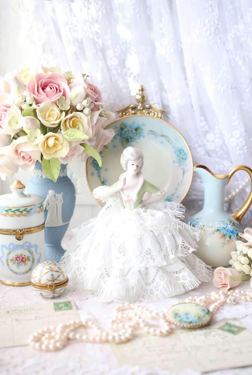 Half doll, антикварная игольница. Фарфор, Германия.