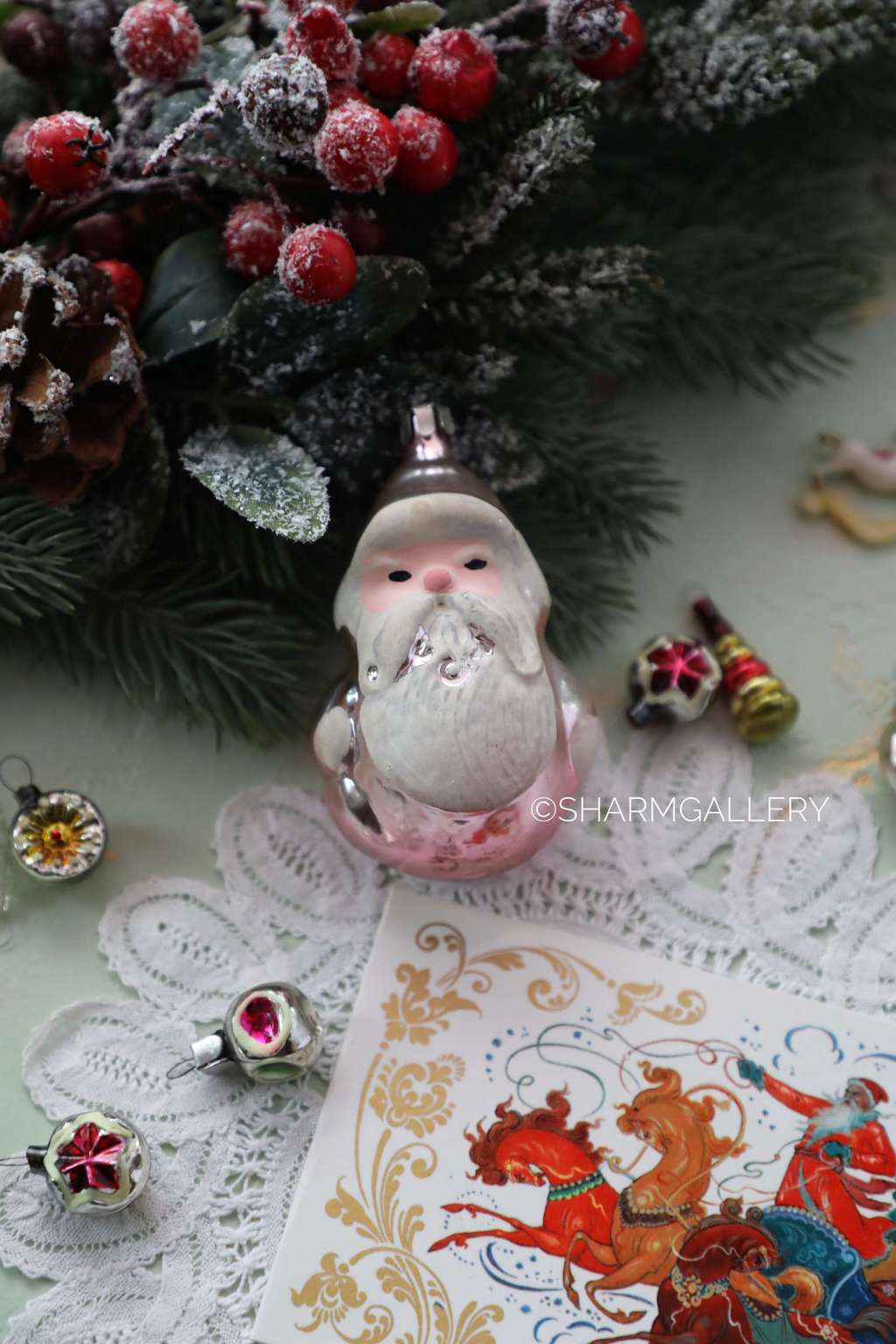 Дед Мороз №5. Елочная игрушка, стекло СССР.