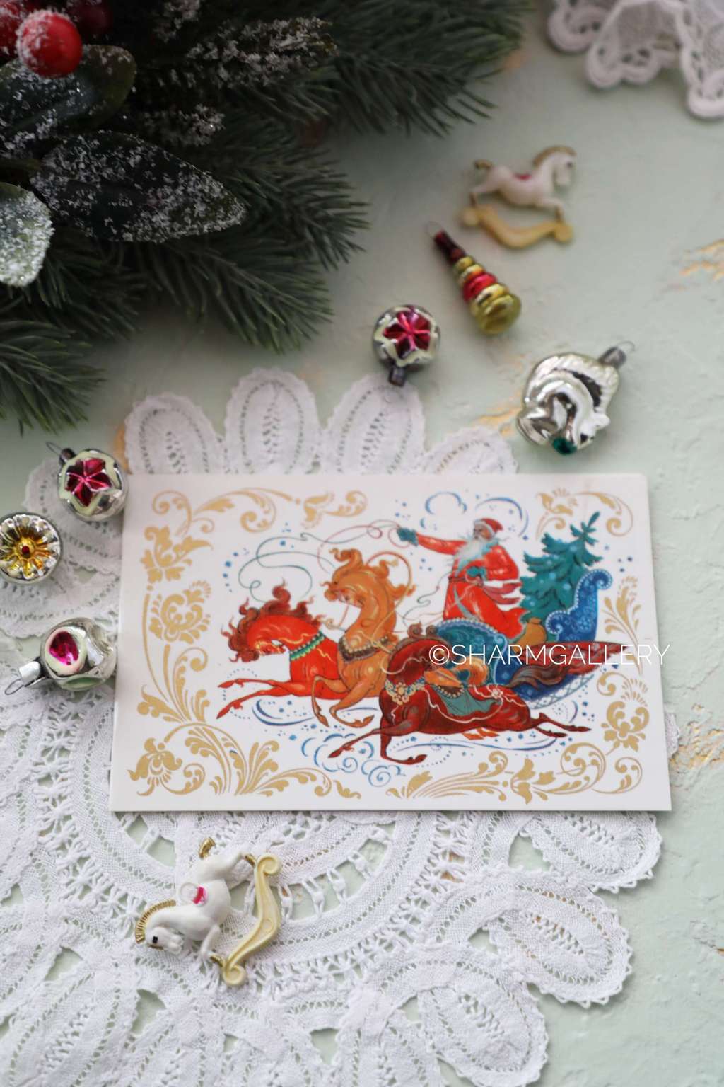 Винтажная открытка двойная №125 "С Новым Годом!". 1977г., СССР. Чистая.