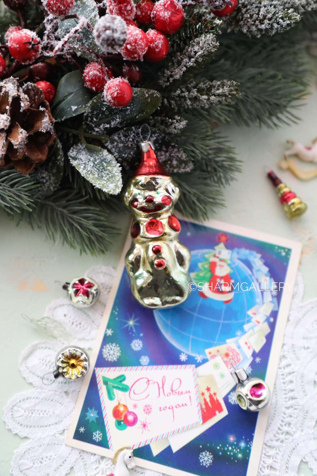 Клоун №6. Елочная игрушка, стекло СССР.