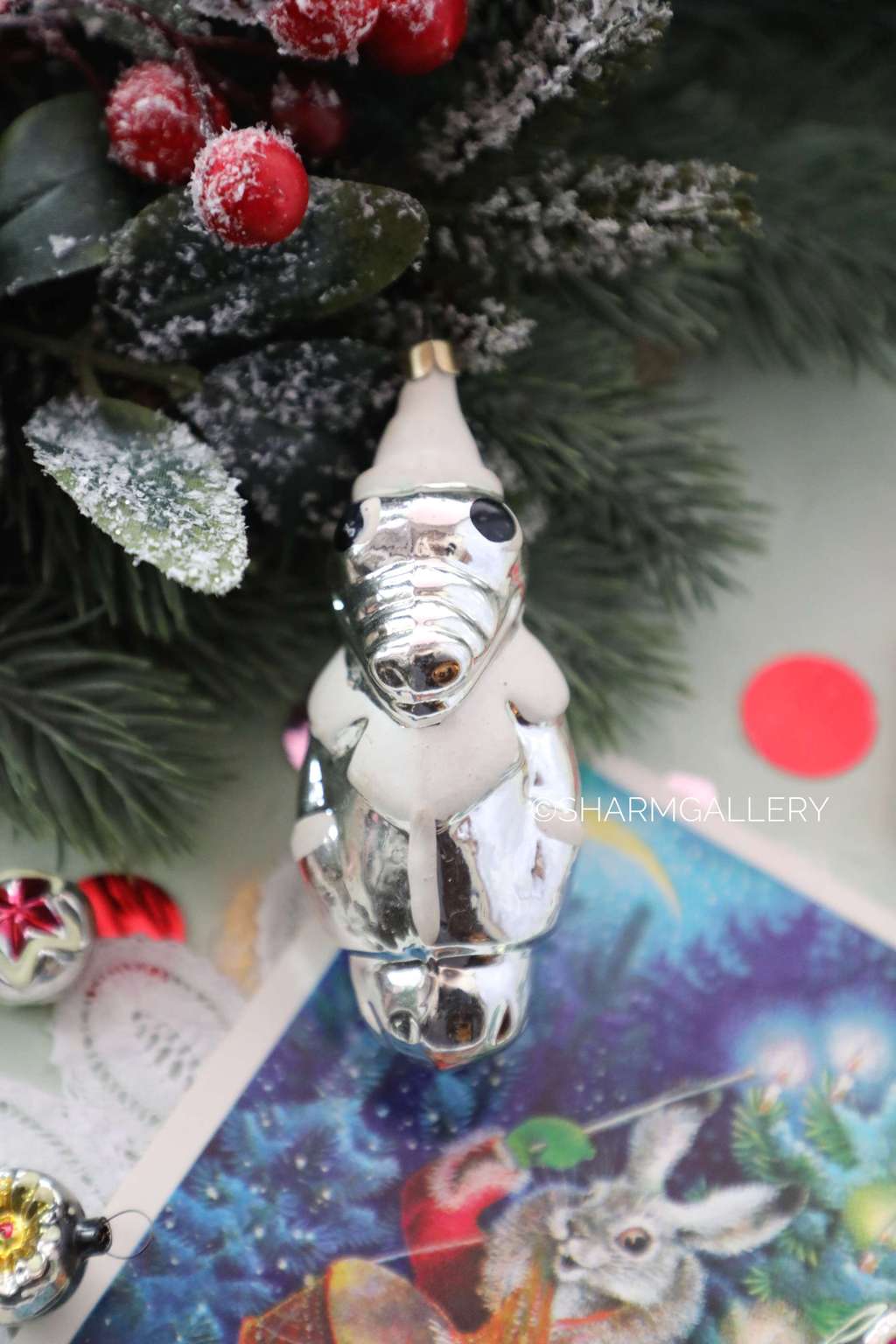 Крокодил. №8. Елочная игрушка, стекло, СССР.