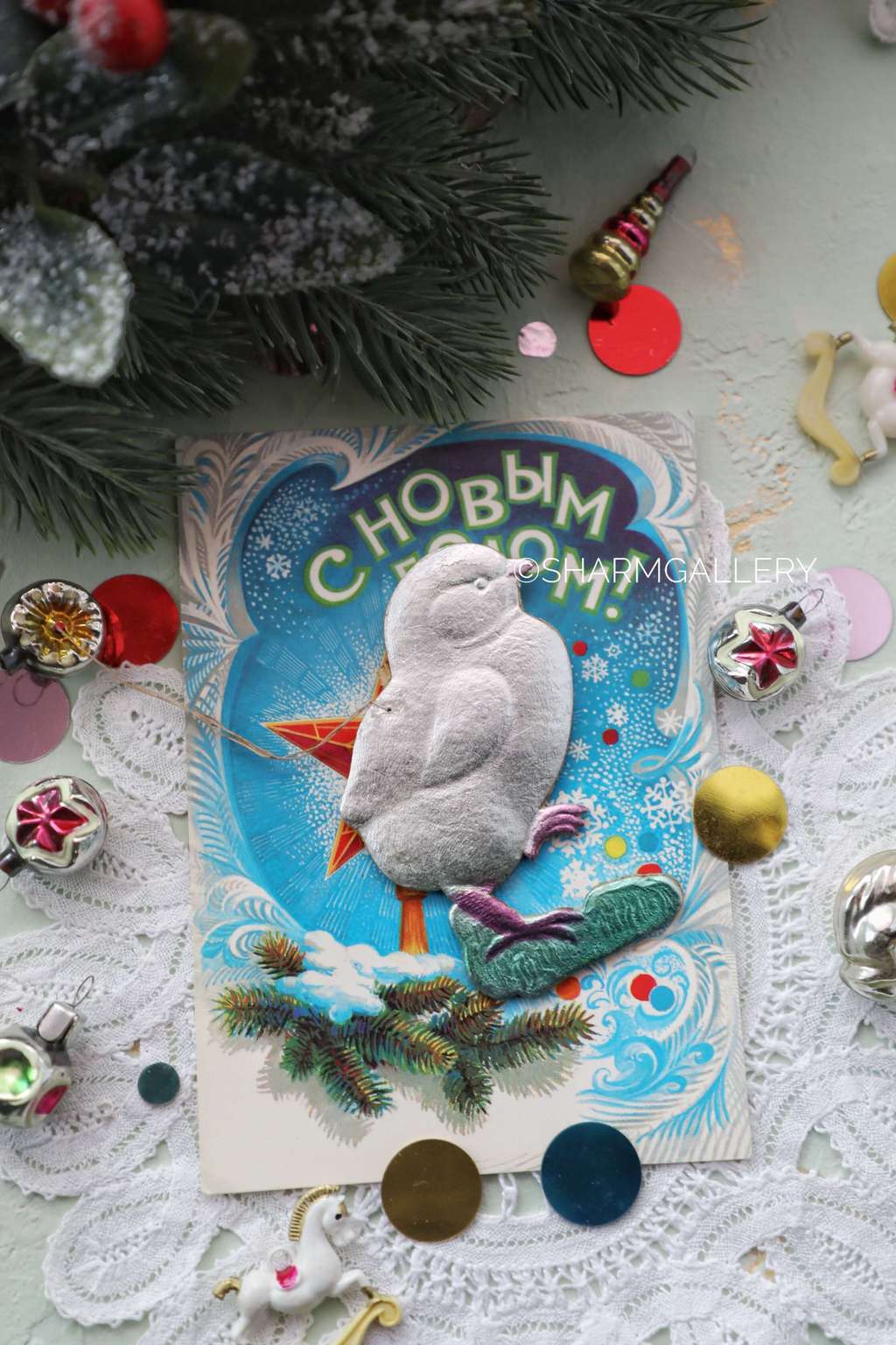 Цыпленок. №3. Елочная игрушка картонаж, СССР.