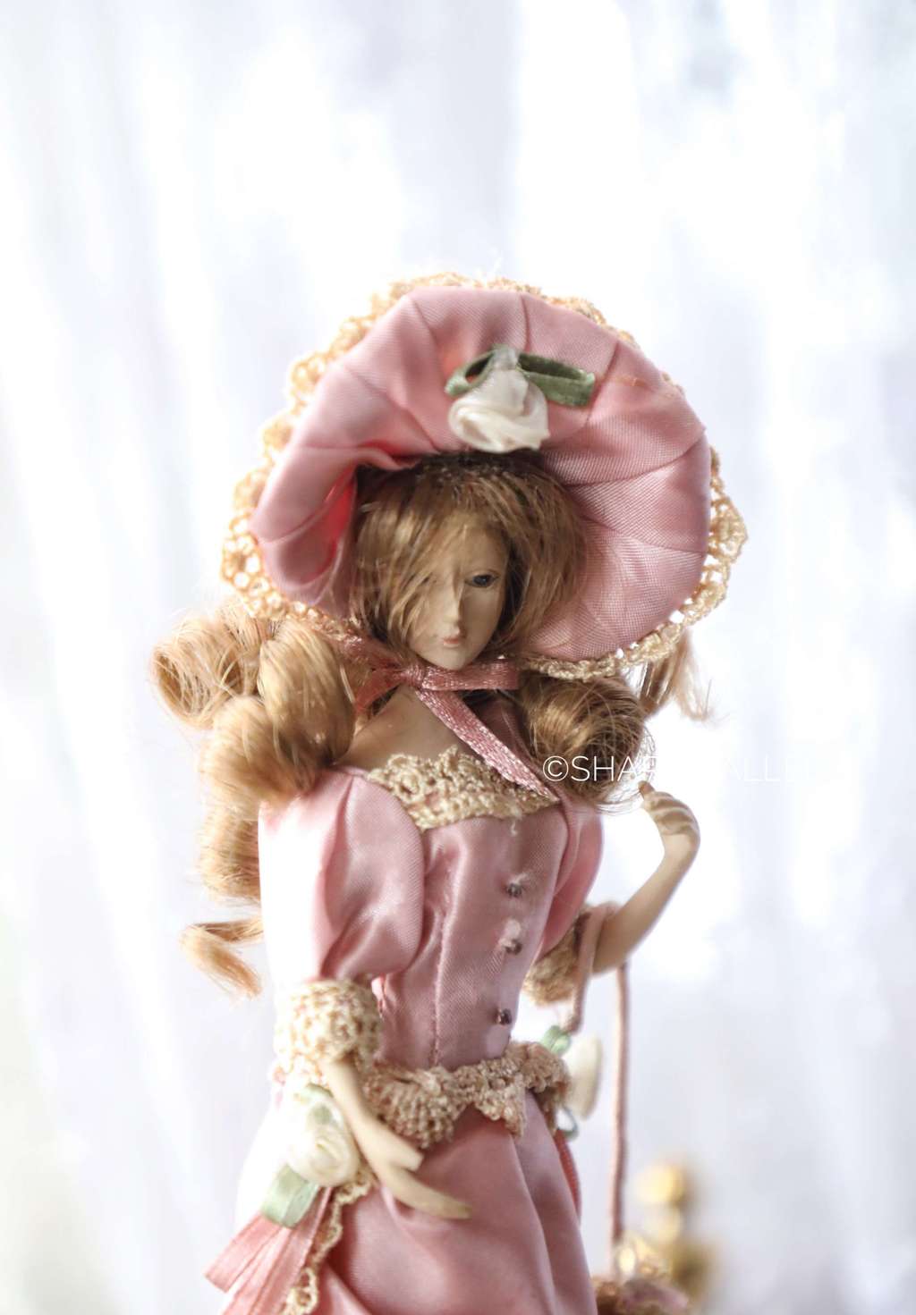 Интерьерная кукла - «Дама в шляпе», 37,5см, Китай.