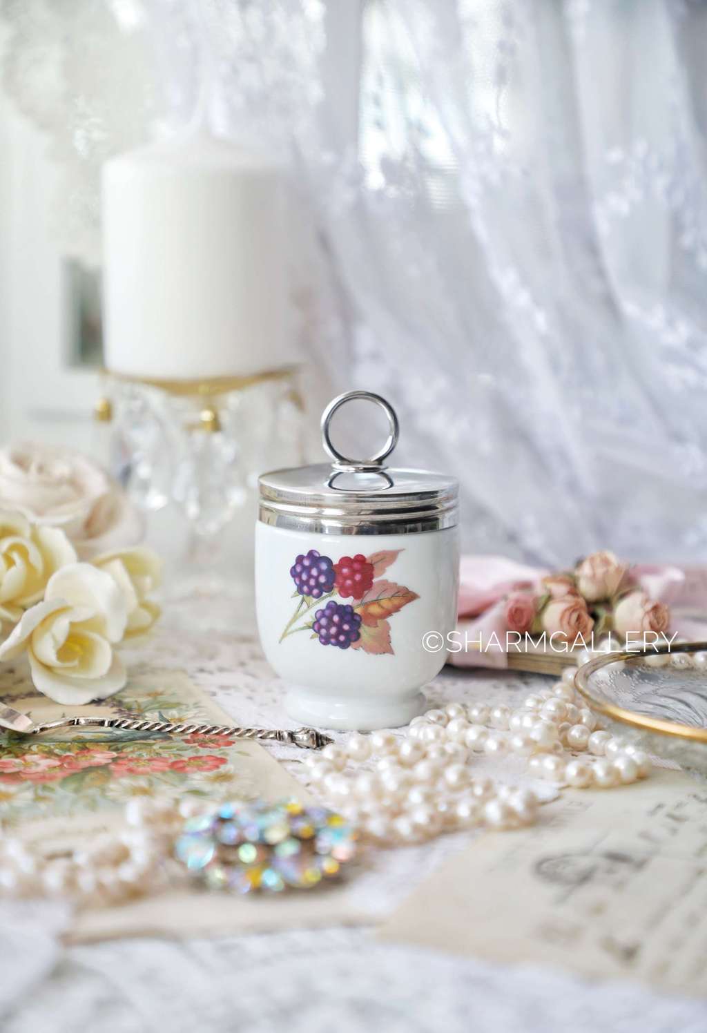 Кодлер - пашотница «Evesham» Ившем Ежевика - Абрикос на 1 яйцо standart Coddler Royal Worcester Англия.