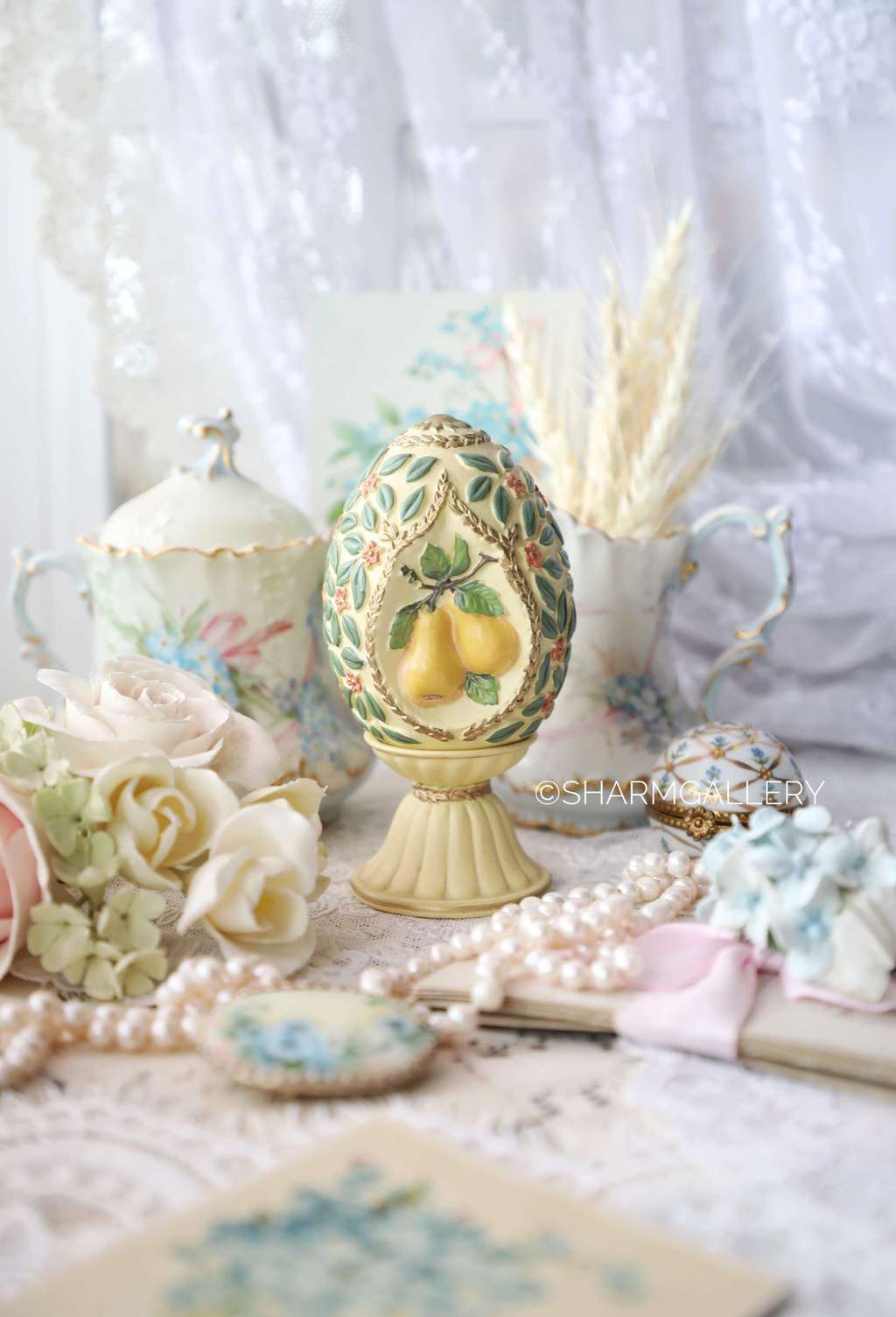 Редкость! Яйцо Пасхальное на подставке роспись Avon, Fruit Harvest 1994г., Америка.