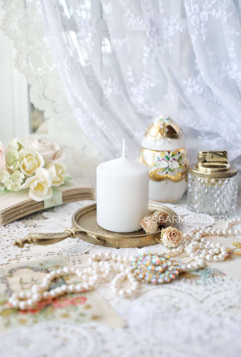 Старинный подсвечник с ручкой бронза, Германия.