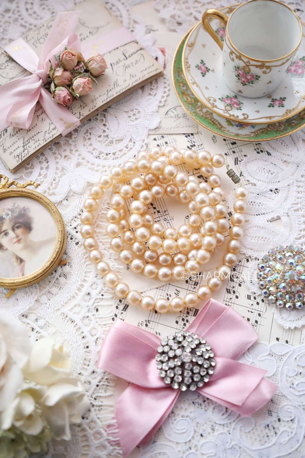 Старинные жемчужные бусы цвета айвори. Иск. жемчуг, 110см. Германия.