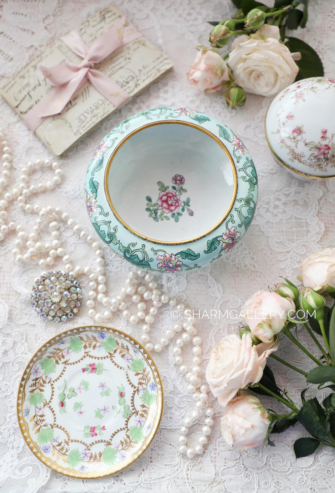 Старинная вазочка Клуазоне бирюзовая, Китай