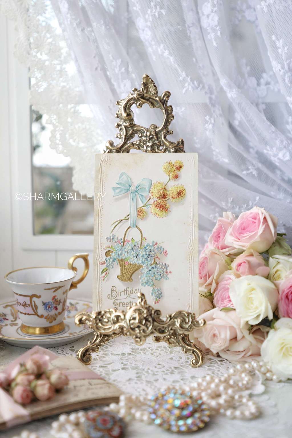 Подставка для: тарелок, картин, открыток, картин и пр. 25см. Латунь, Италия.