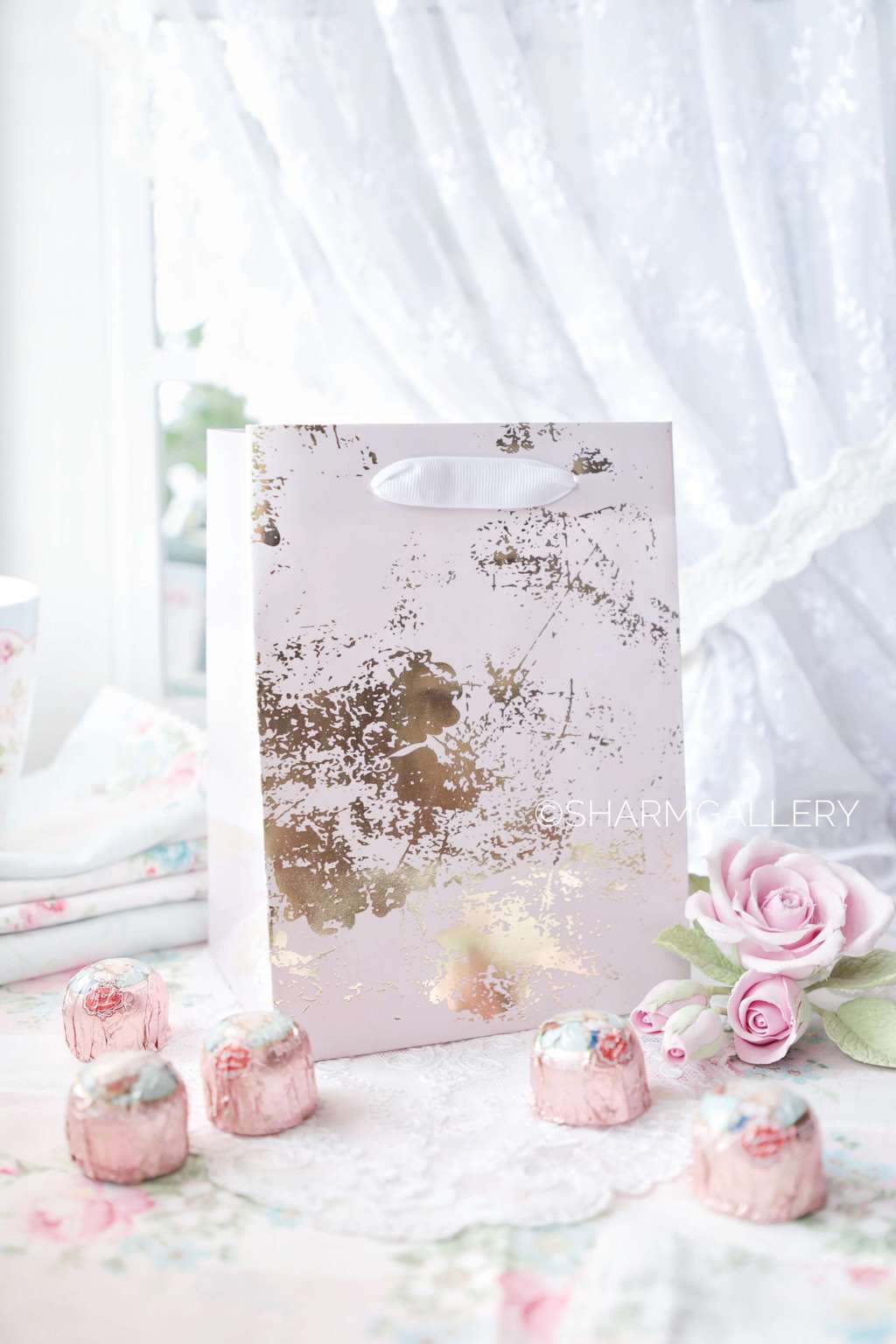 Пакет подарочный, розовый 19см.