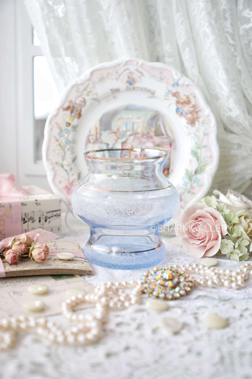 Ваза голубое стекло СССР.