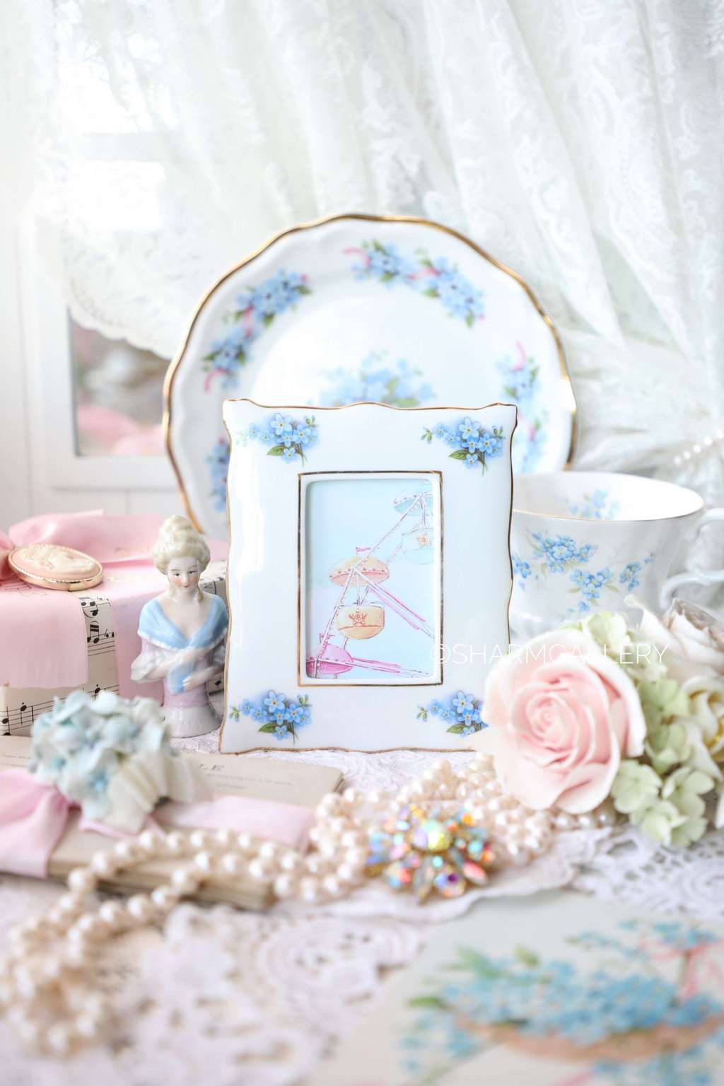 Фоторамка «Незабудки», фарфор Бавария, Германия.