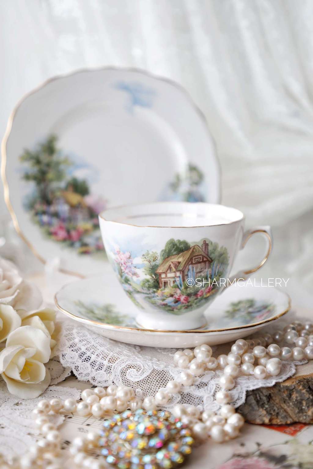 Чайное трио «Соuntry Соttаgе» костяной фарфор Rоyаl Valе, Англия.