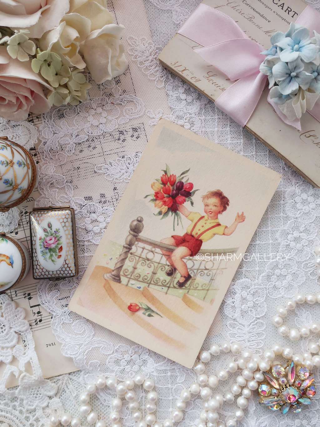 Открытка, антикварная №150 серия «Дети» Франция, чистая!