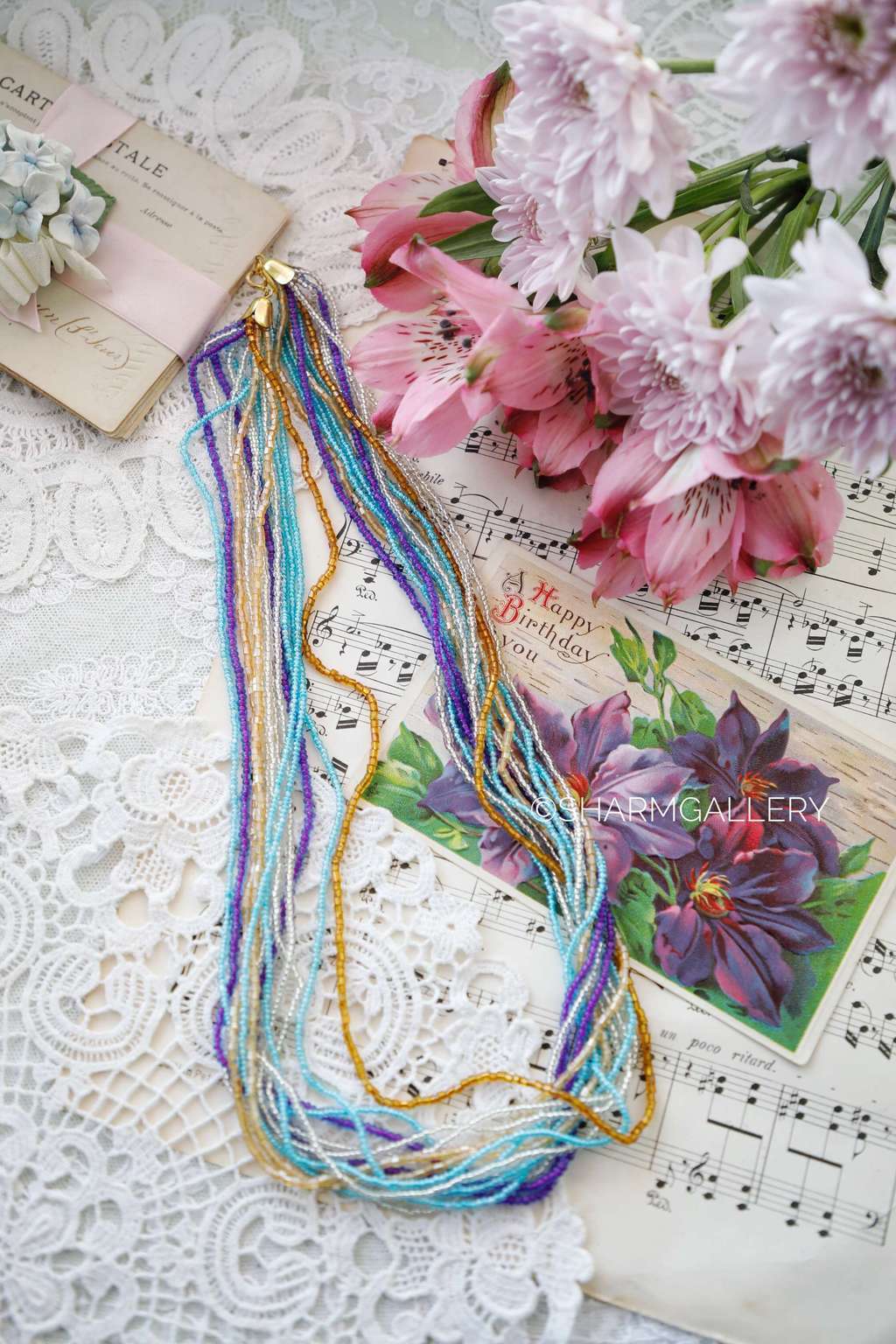 Винтажное колье из бисера, Чехословакия.