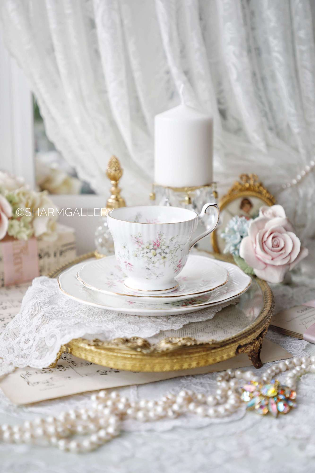 Фарфоровая чайная тройка Rosina Queen’s Англия, 1970-80гг.