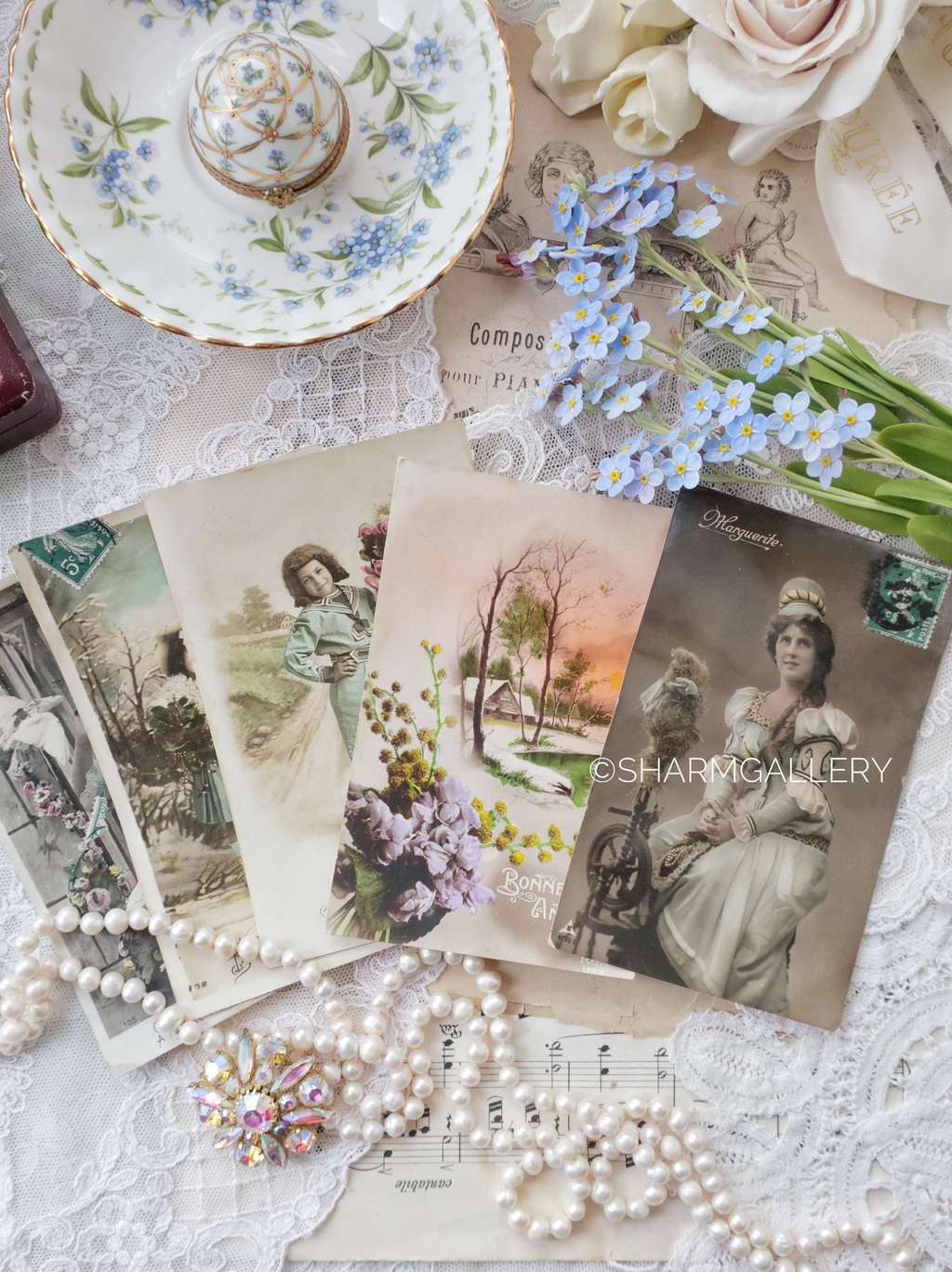 Набор антикварных открыток, Франция, 5шт., №9.